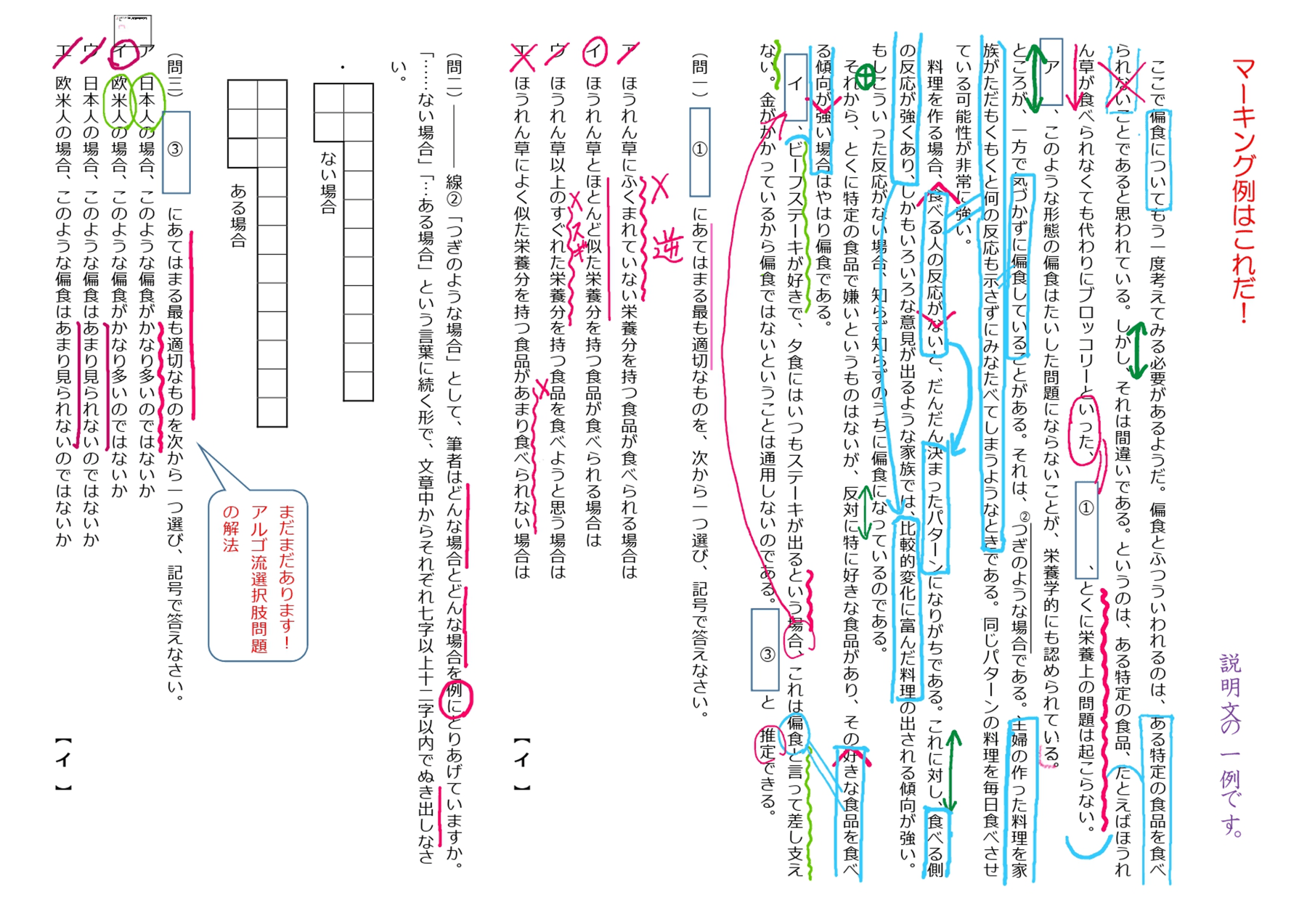 マーキング例(読解アルゴリズムの実践サンプル)